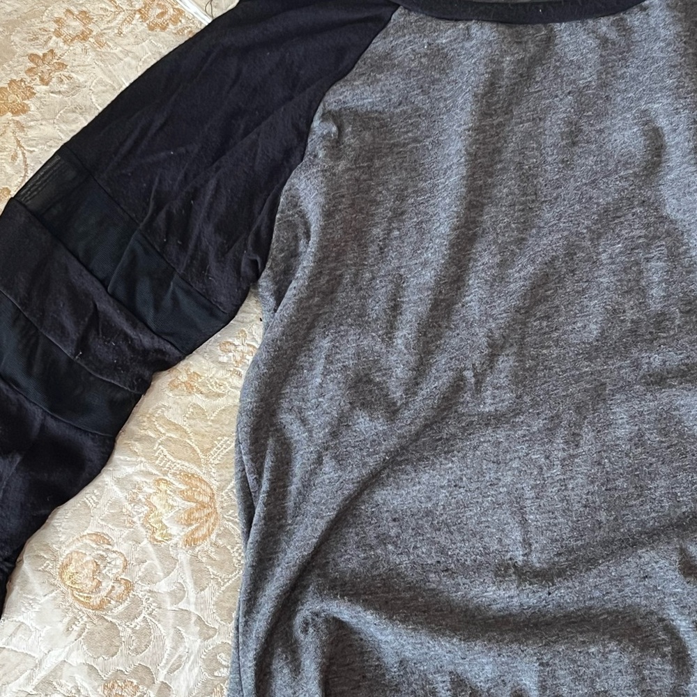 Kids Black and Grey Sheer Sleeve Design Top